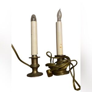 Vintage Colonial Design Brass Electric Window Candle Lights (Set Of 2)